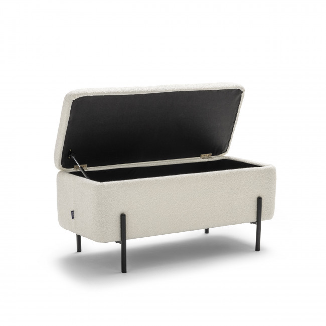 Kos - Banc coffre en tissu bouclette et métal L100cm