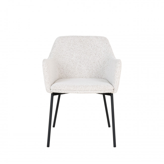 Melilla - Lot de 2 fauteuils de table en tissu bouclette et métal