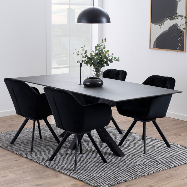 Eurame - Table à manger 8 places en céramique et métal 