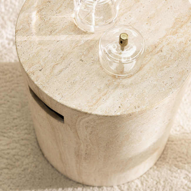 Radom - Tabouret effet travertin ø35cm