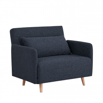 Belushi - Fauteuil convertible en tissu bouclette pieds bois clair