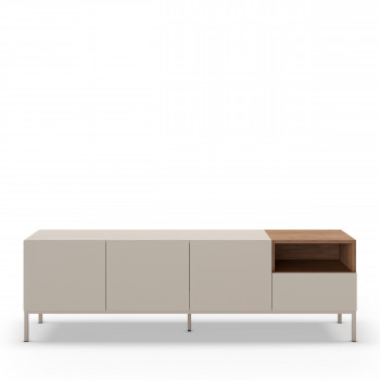Quenor - Meuble TV 3 portes 1 tiroir en bois et métal L180cm