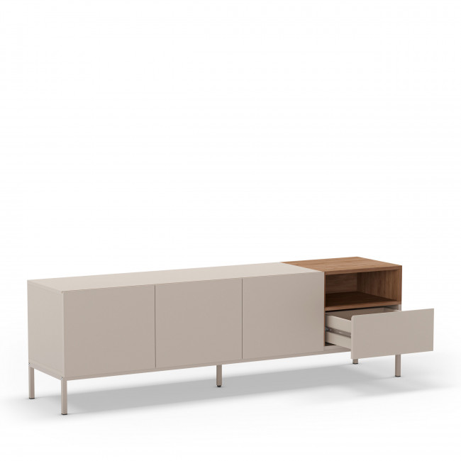 Quenor - Meuble TV 3 portes 1 tiroir en bois et métal L180cm