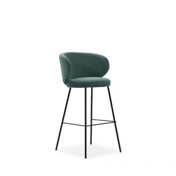Havel - Lot de 2 tabourets de bar en tissu et métal H65cm