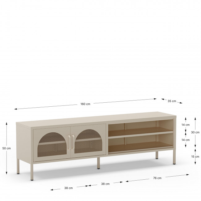 Zio - Meuble TV 2 portes en métal L160cm