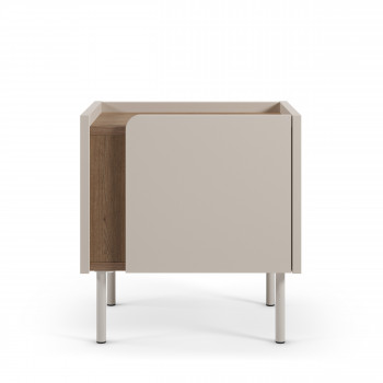 Boxy - Table de chevet 1 porte en bois et métal