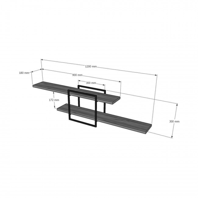 Moa - Étagère murale en bois et métal L120cm