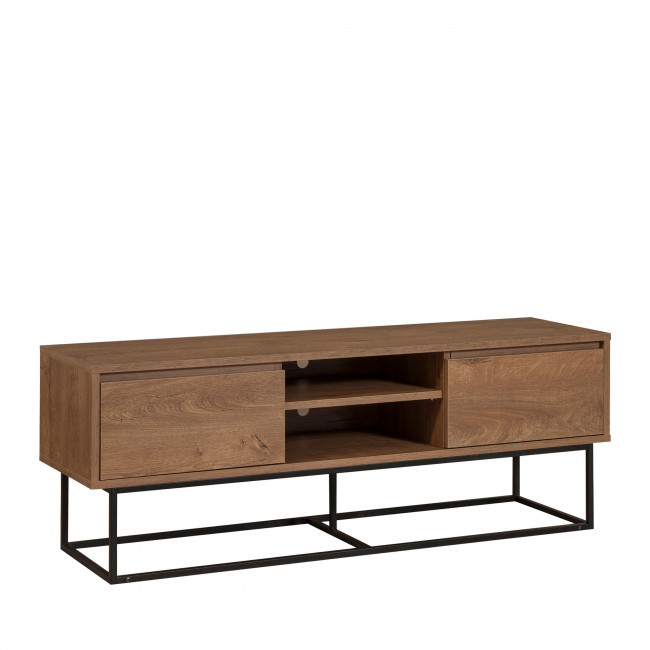 Roa - Meuble TV 2 tiroirs en bois et métal L140cm
