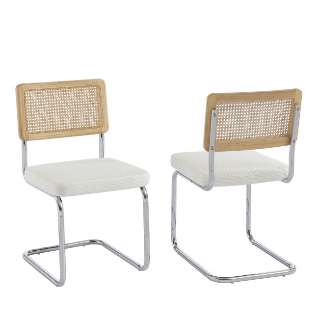 Skana - Lot de 2 chaises en velours côtelé pieds chrome
