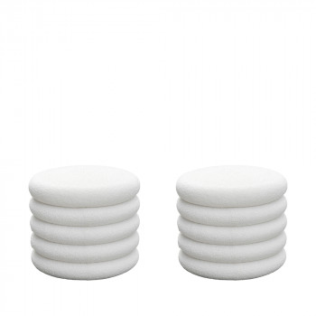 Bubble - Pouf coffre rond en tissu bouclette ø47cm