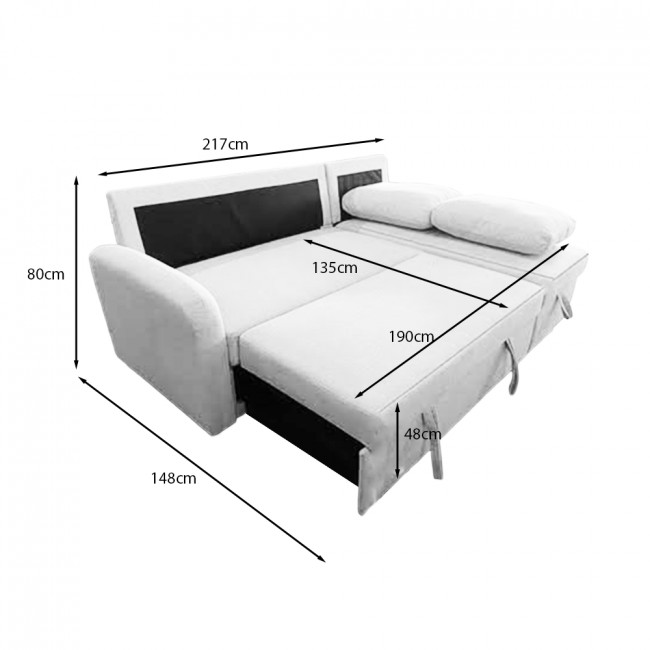 Matera - Canapé d'angle réversible convertible 3 places en tissu bouclette avec coffre