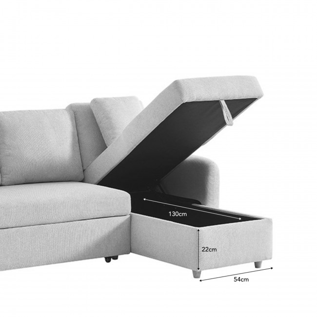 Matera - Canapé d'angle réversible convertible 3 places en tissu avec coffre