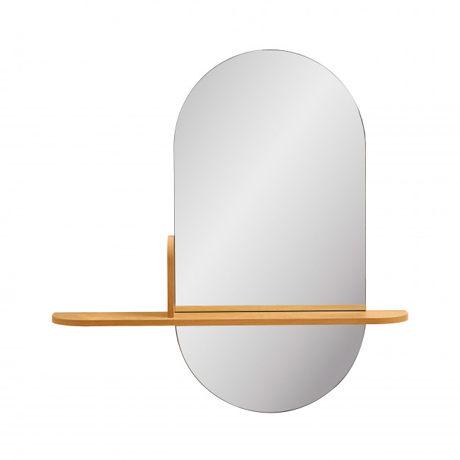 Barco - Miroir ovale avec étagère en bois 94,5x92cm