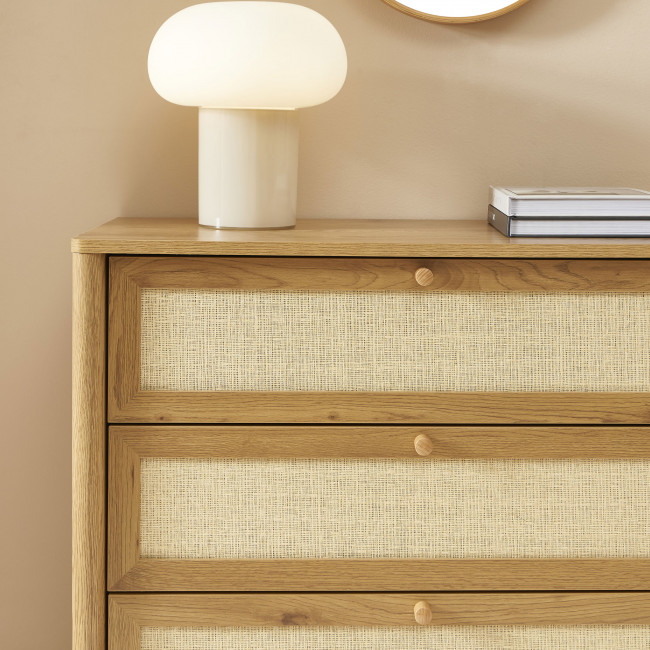 Iris - Commode 4 tiroirs en bois et cannage L80cm