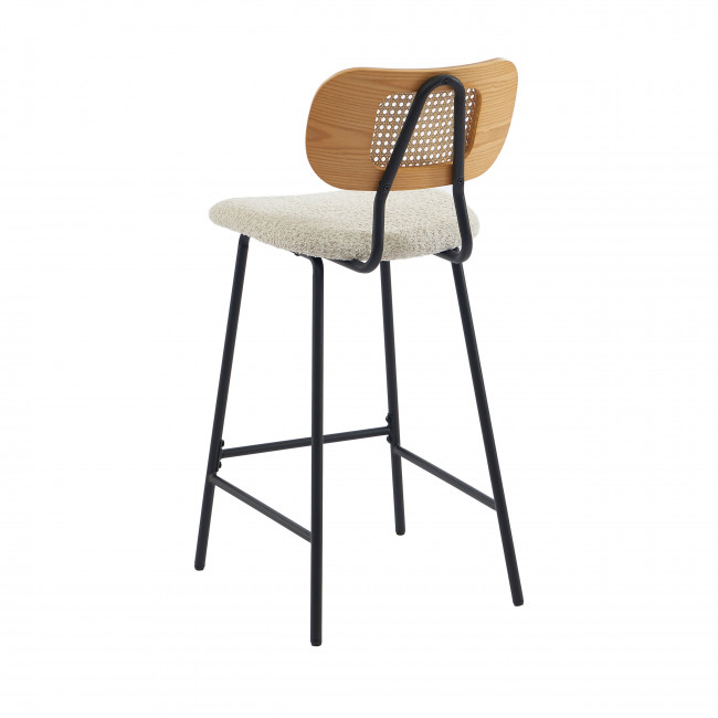 Ema - Lot de 2 tabourets de bar en tissu bouclette et métal H66,5cm