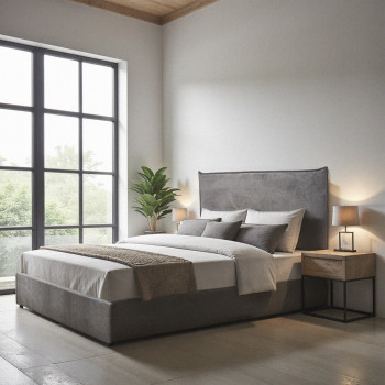 Cama - Lit coffre en velours côtelé 180x200cm