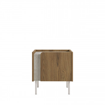 Boxy - Table de chevet 1 porte en bois et effet travertin