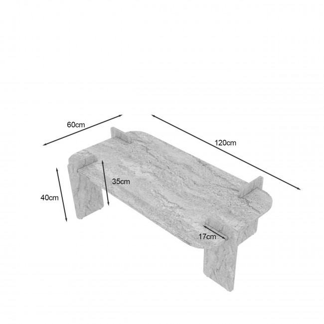 Soleni - Table basse effet travertin 120x60cm