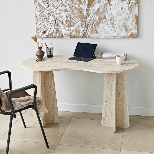 Lina - Bureau effet travertin L120cm