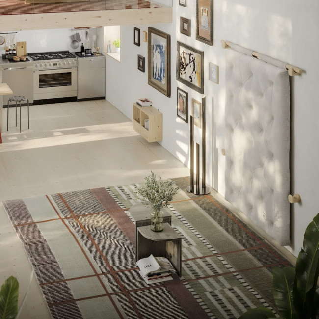 Hooked - Fauteuil convertible en tissu et bois avec accroches murales