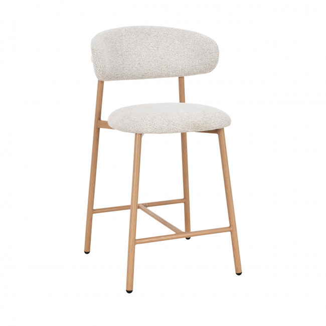 Draco - Lot de 2 chaises de bar en tissu pieds effet bois clair H65cm