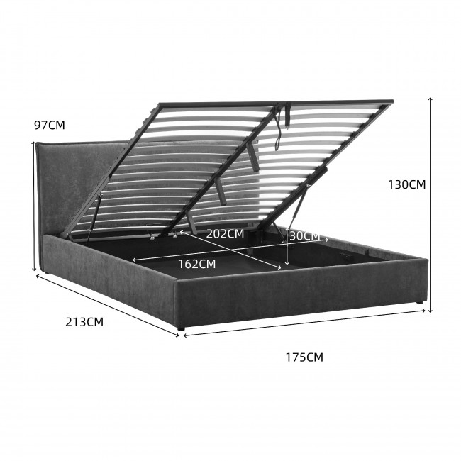 Cama -  Lit coffre en tissu 160x200cm