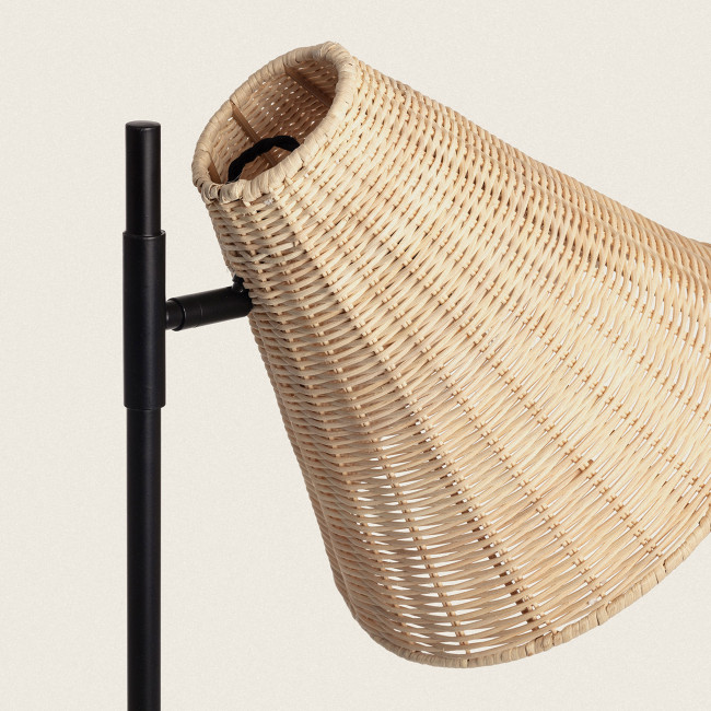 Rio - Lampadaire en métal avec abat-jour en rotin H151cm