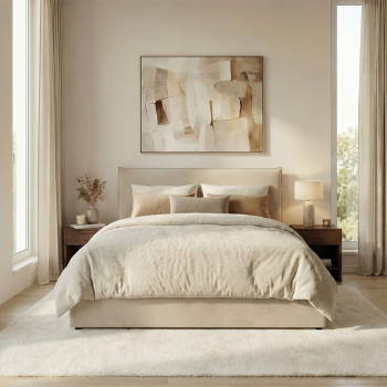 Cama -  Lit coffre en tissu 140x190cm