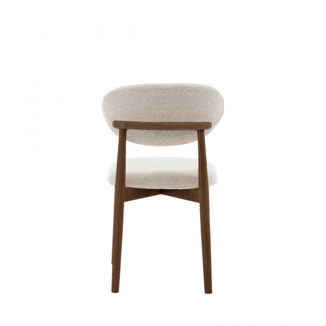 Clara - Lot de 2 chaises en tissu bouclette pieds bois foncé