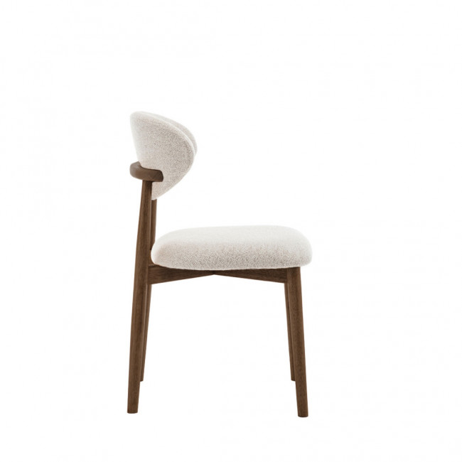 Clara - Lot de 2 chaises en tissu bouclette pieds bois foncé