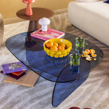 Tila - Table basse organique en verre L100cm