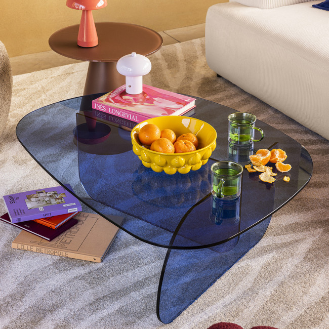 Tila - Table basse organique en verre L100cm