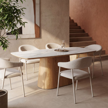 Leon - Lot de 2 fauteuils de table en tissu et métal