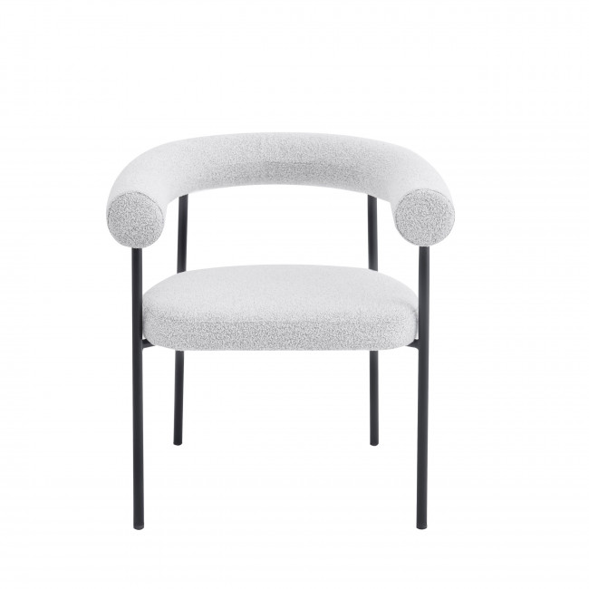 Olympe - Lot de 2 fauteuils de table en tissu bouclette et métal