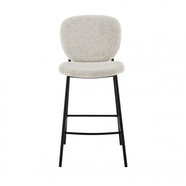 Dalby - Lot de 2 tabourets de bar en tissu bouclette et métal