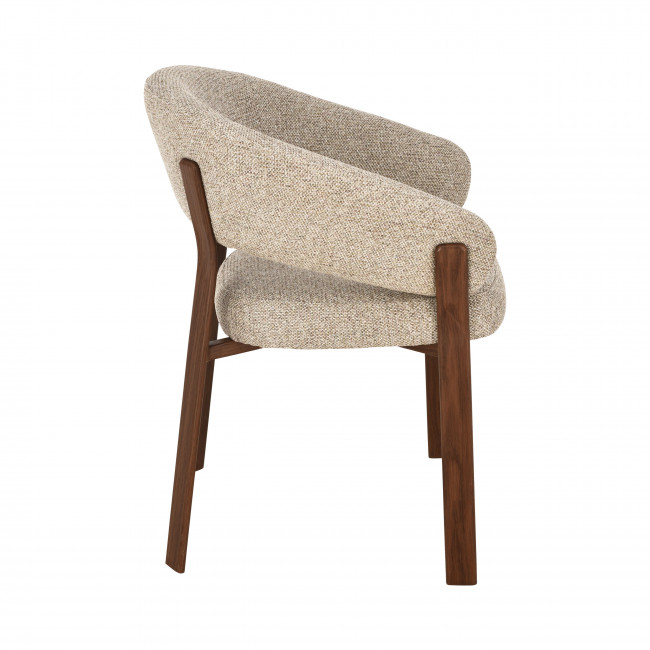 Embo - Lot de 2 fauteuils de table en tissu piètement effet bois foncé