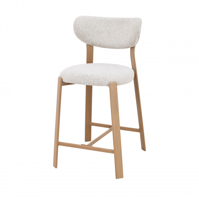 Lunara - Lot de 2 chaises de bar en tissu piètement effet bois clair H65cm