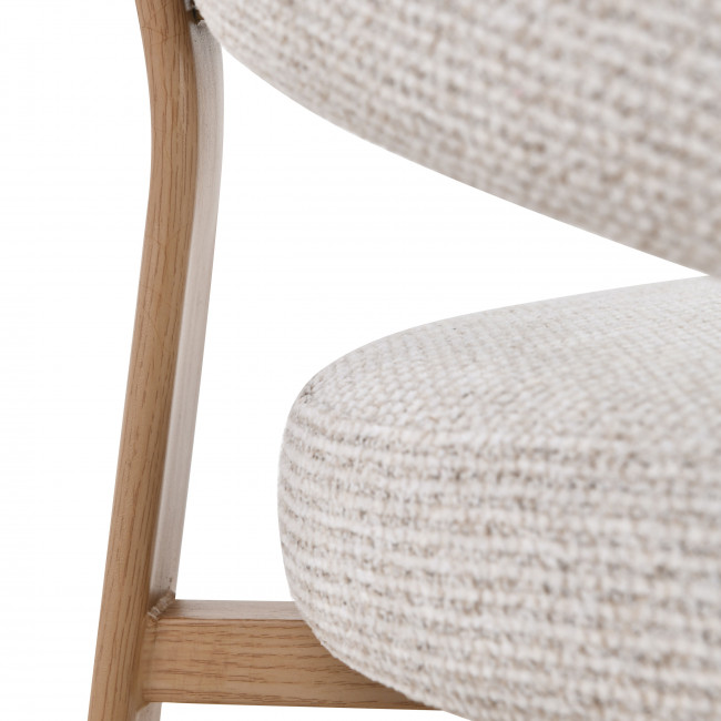 Embo - Lot de 2 fauteuils de table en tissu piètement effet bois clair