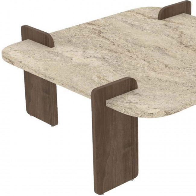 Soleni - Table basse en bois et effet marbre 90x90cm