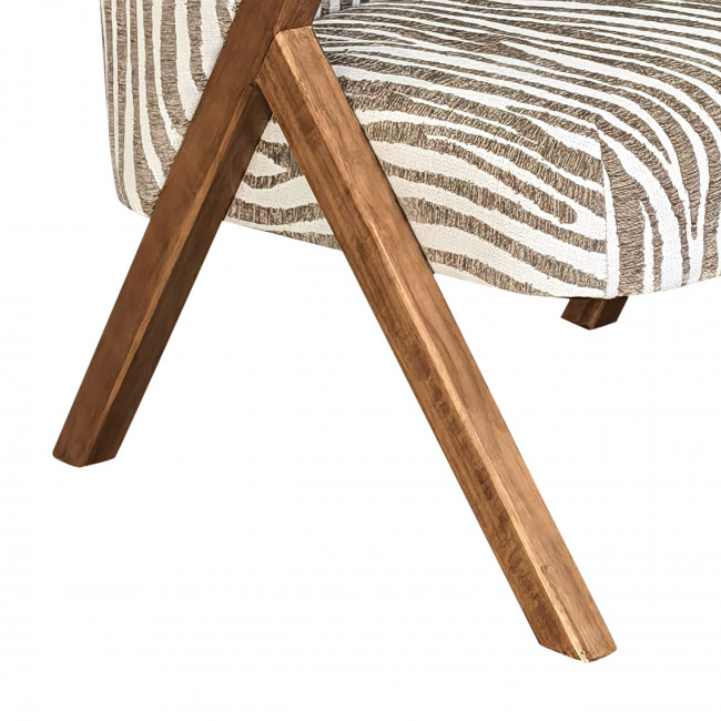Malou - Fauteuil en tissu et bois imprimé zèbre