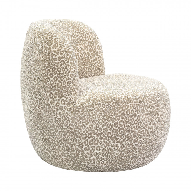 Mo - Fauteuil rond en tissu imprimé léopard
