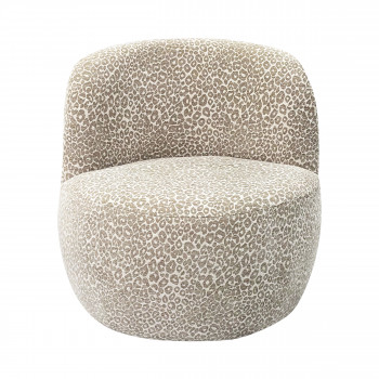 Mo - Fauteuil rond en tissu imprimé léopard
