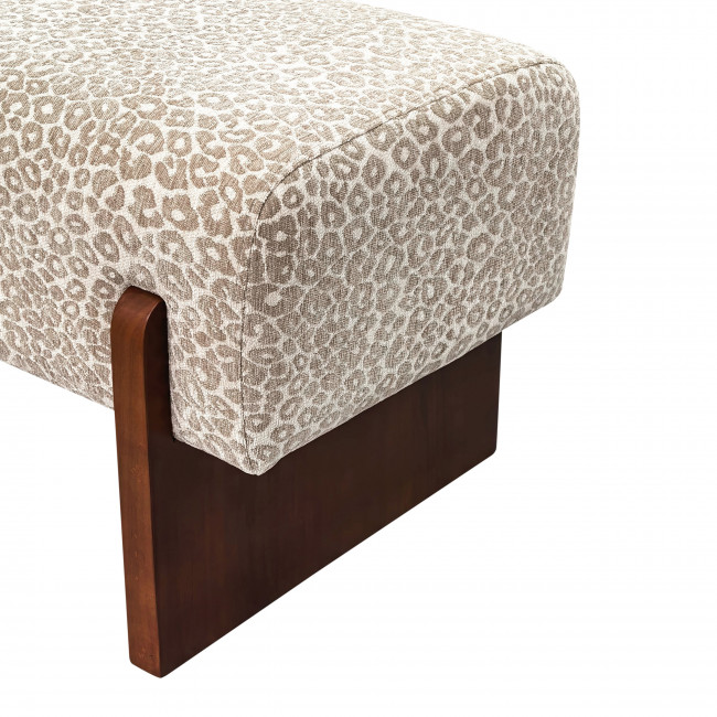 Sally - Banc en tissu imprimé léopard et bois