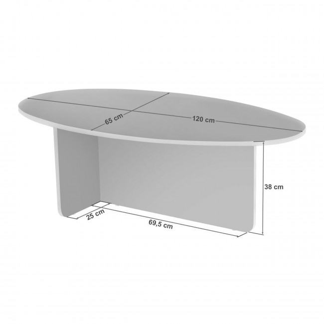 Oris - Table basse organique en bois et effet travertin 120x65cm