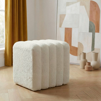 Leto - Pouf rembourré en tissu bouclette