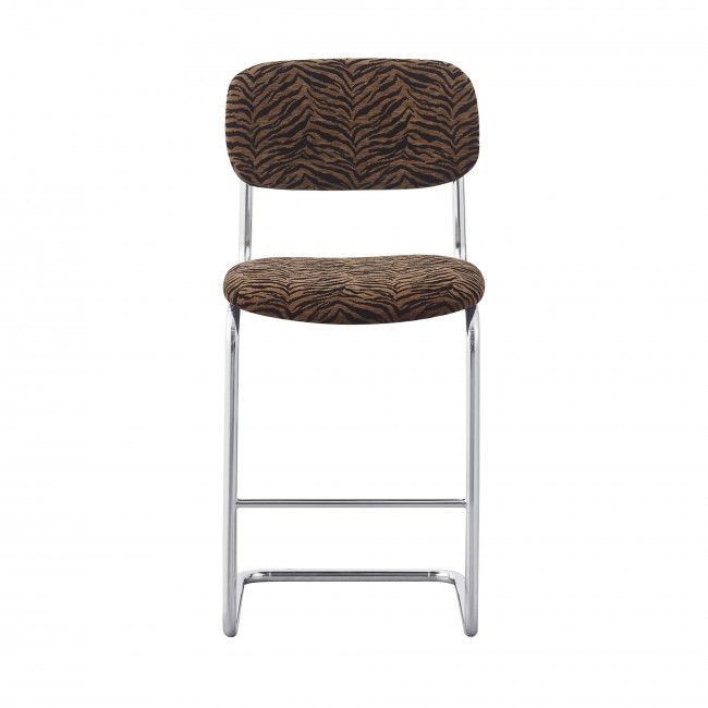Marcel - Lot de 2 tabourets de bar imprimé animal pieds chrome H65cm 
