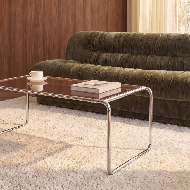 Rika - Table basse en verre pieds chrome L110cm