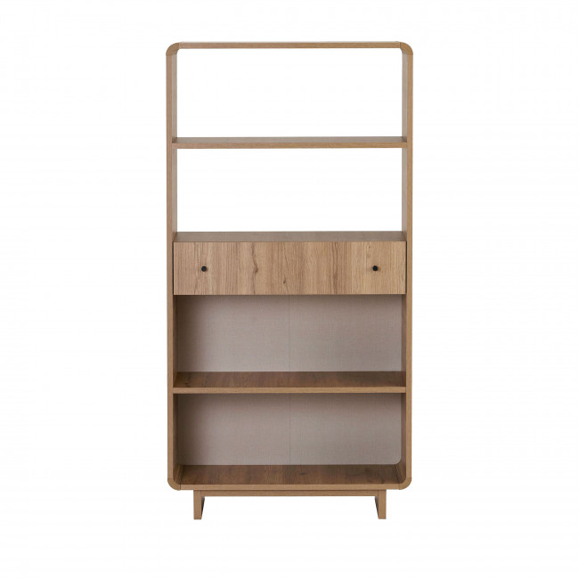Dima - Étagère 1 tiroir aux bords arrondis en bois H153cm