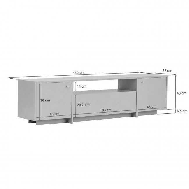 Hopa - Meuble tv 3 portes en bois L180cm