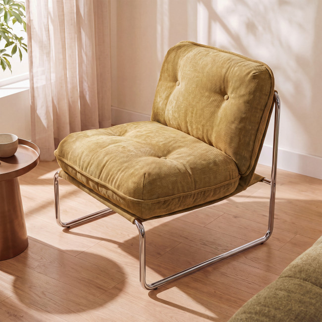 Basil - Fauteuil en tissu pieds chrome